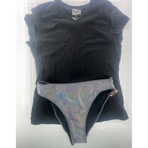 Champion Duo Dry V-Neck Active Top Black Moisture Wicking‎ Tee Large and bottom